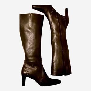 Y2K Etienne Aigner Tall Black Pebbled Leather Boots 8